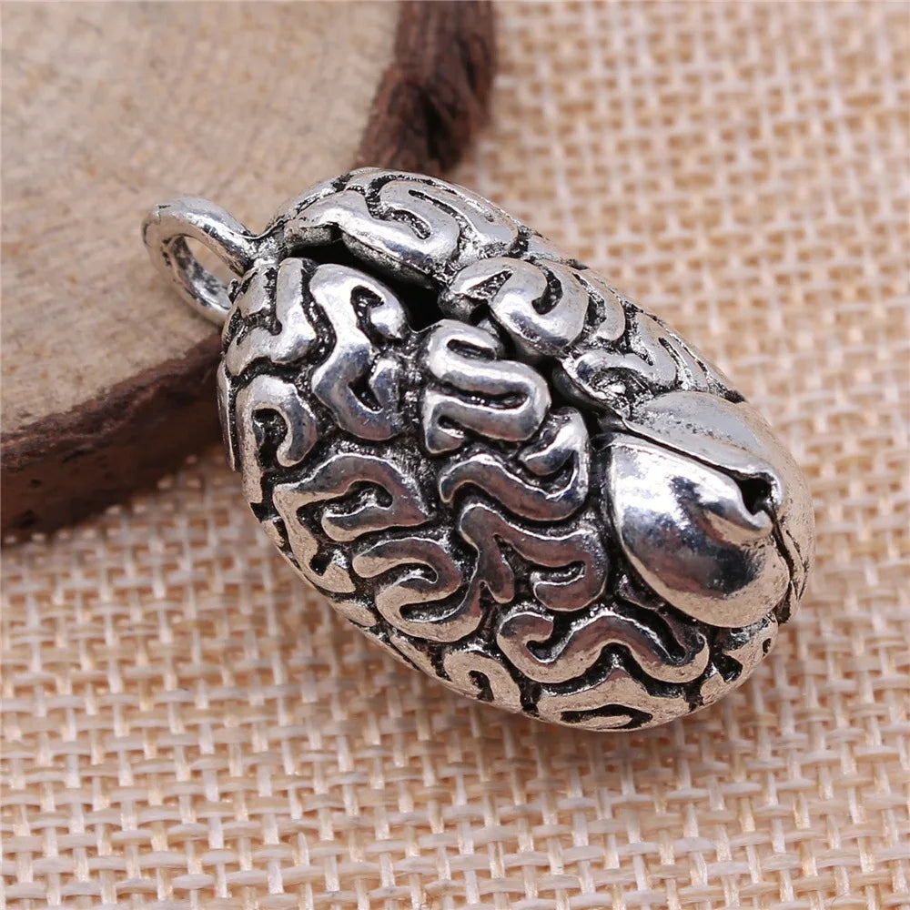 21x37mm 14.1g Antique Silver Zinc Alloy Anatomy Brain Charm Pendant for Necklace Jewelry Making