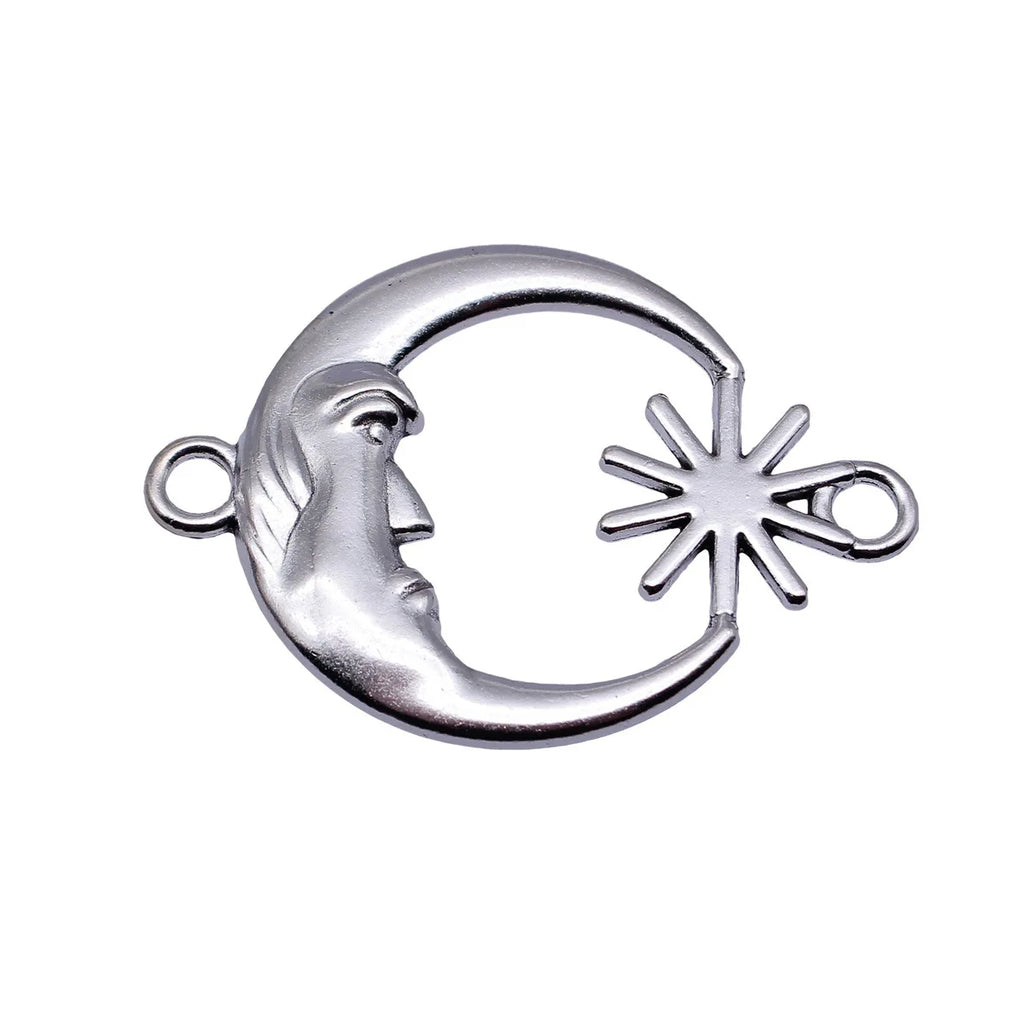 55x39mm 10g Antique Silver Zinc Alloy Moon Sun Connector Charm for DIY Necklace Bracelet Making