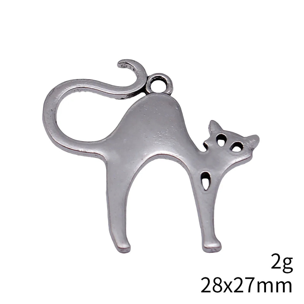 28x27mm 2g Antique Silver Zinc Alloy Cat Charm Pendant for DIY Bracelet Necklace Jewelry Making