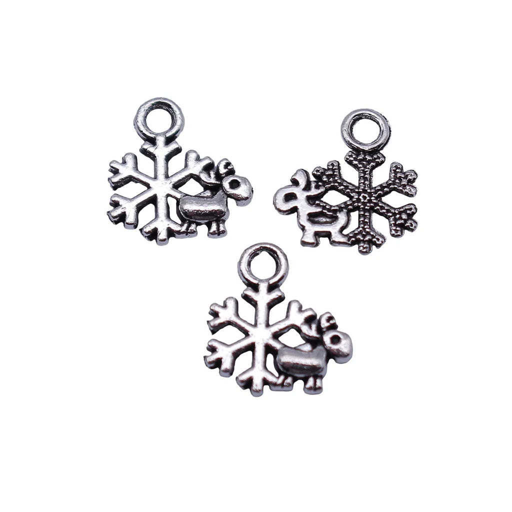 11x10mm 0.25g Antique Silver Zinc Alloy Deer Snowflake Charm Pendant for DIY Christmas Jewelry Making