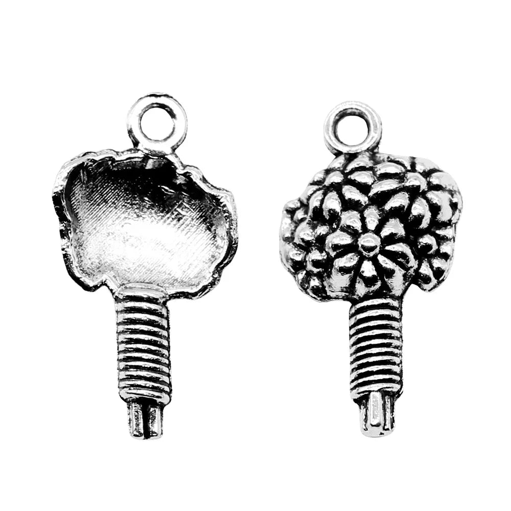 22x11mm 1.3g Antique Silver Zinc Alloy Flower Charm Pendant for DIY Necklace Bracelet Jewelry Making