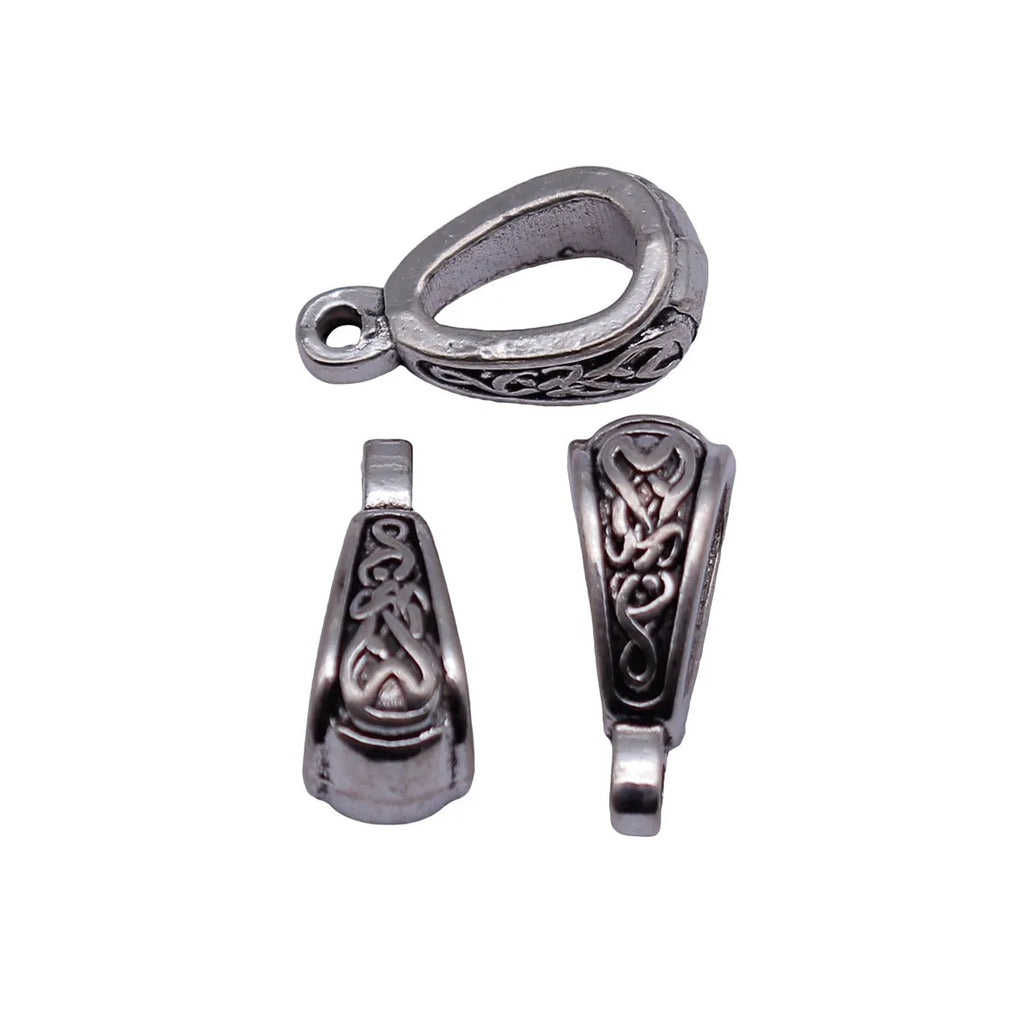 16x8.9x6.5mm 1.6g Antique Silver Zinc Alloy Carved Floral Three Hole Bail Connector for DIY Pendant Making