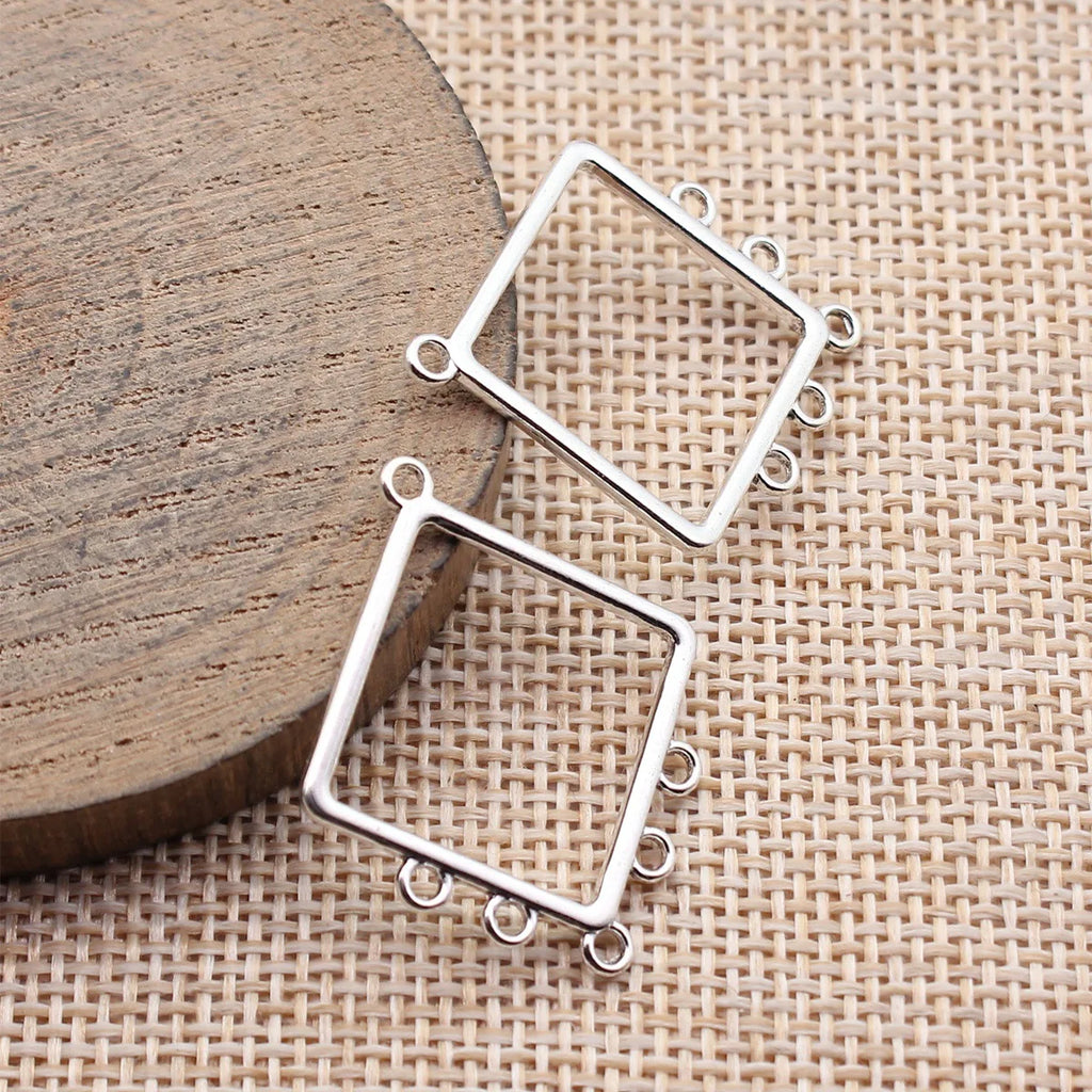 32x27mm 1.1g Multicolor Zinc Alloy Hollow Diamond Earring Connector Charms for DIY Earring Jewelry Making