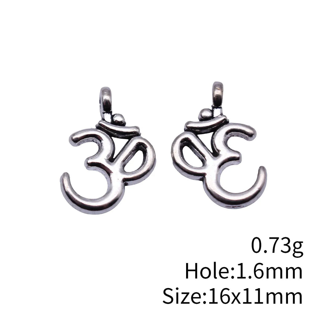 16x11mm 0.73g Antique Silver Zinc Alloy OM Yoga Symbol Side Charm Pendant for DIY Jewelry Making