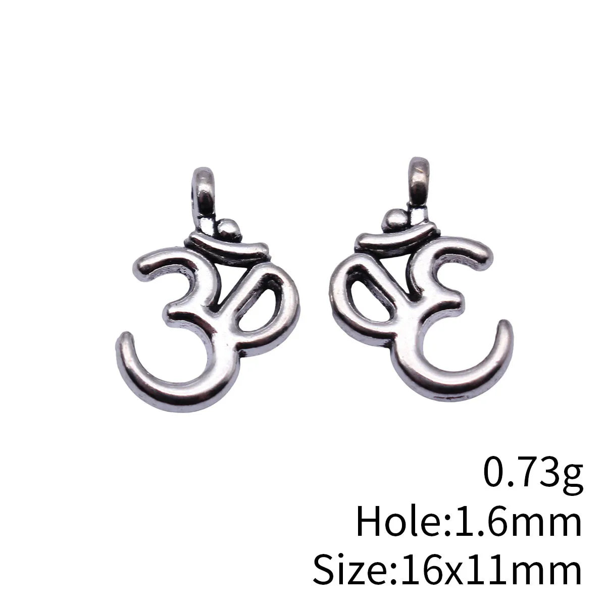 16x11mm 0.73g Antique Silver Zinc Alloy OM Yoga Symbol Side Charm Pendant for DIY Jewelry Making