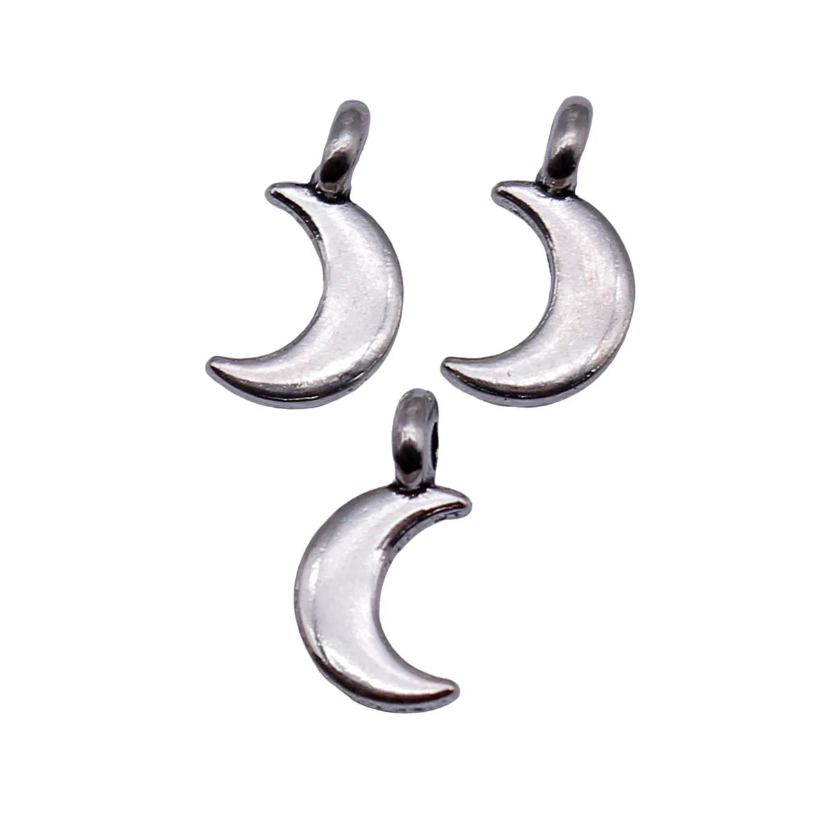 10x5.6mm 0.27g Antique Silver Zinc Alloy Moon Charm Pendant for DIY Necklace Earring Bracelet Making