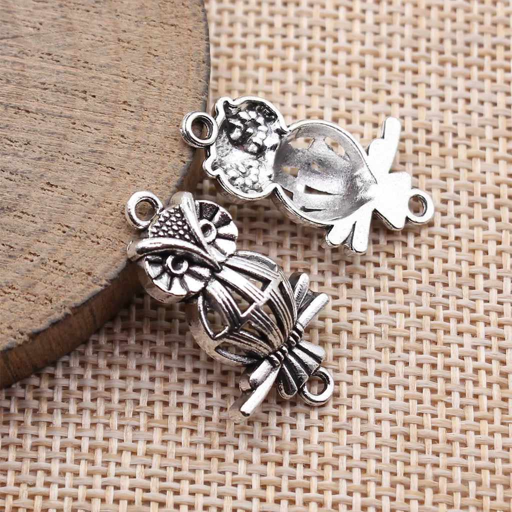 27x15mm 2.2g Antique Silver Zinc Alloy Owl Cat Connector Charm for DIY Necklace Bracelet Jewelry Making
