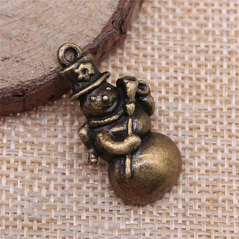 29x15mm 2.6g Multicolor Zinc Alloy Snowman Charm Pendant for Christmas DIY Jewelry Accessories