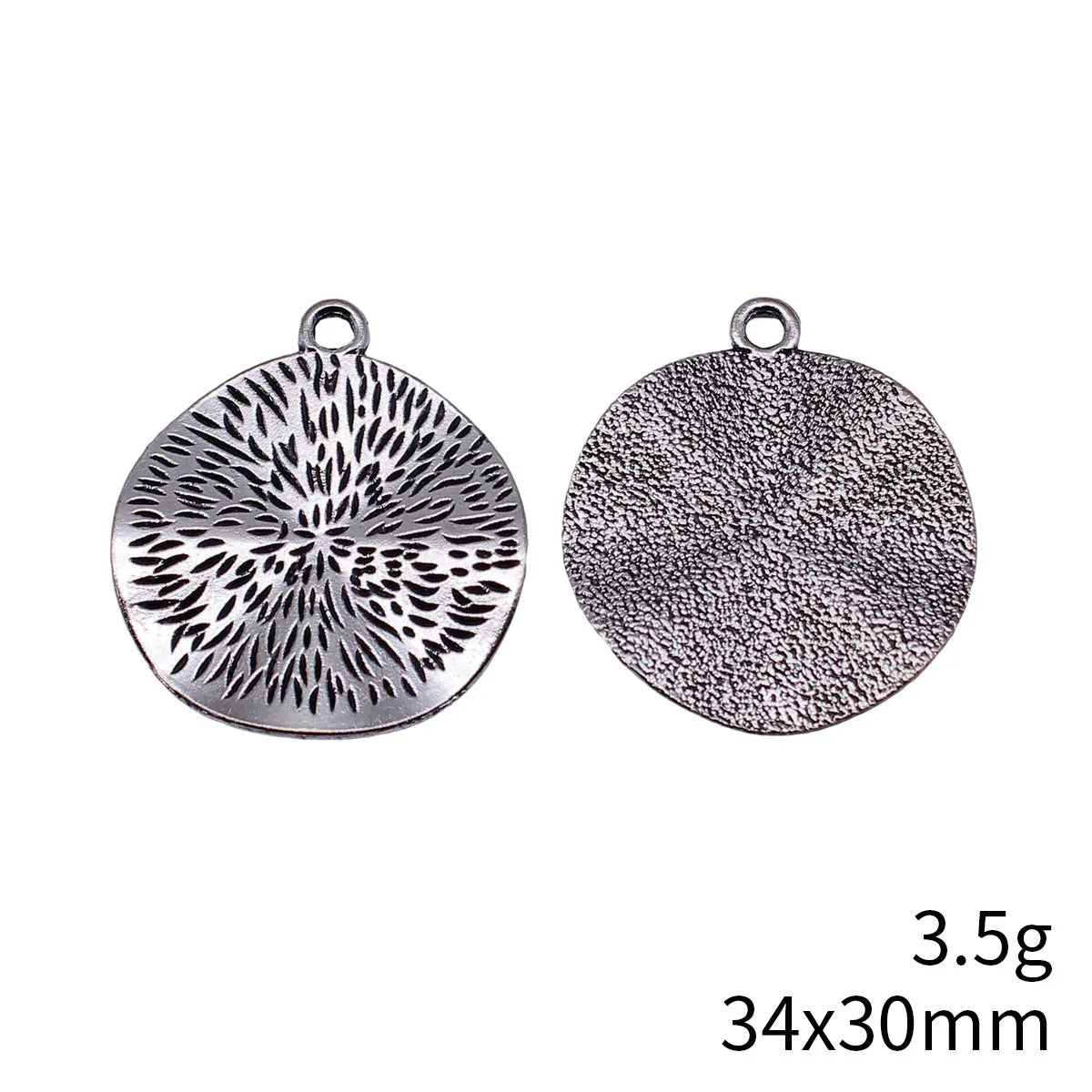 34x30mm 3.5g Multicolor Zinc Alloy Radial Texture Irregular Round Disc Charm Pendant for Jewelry