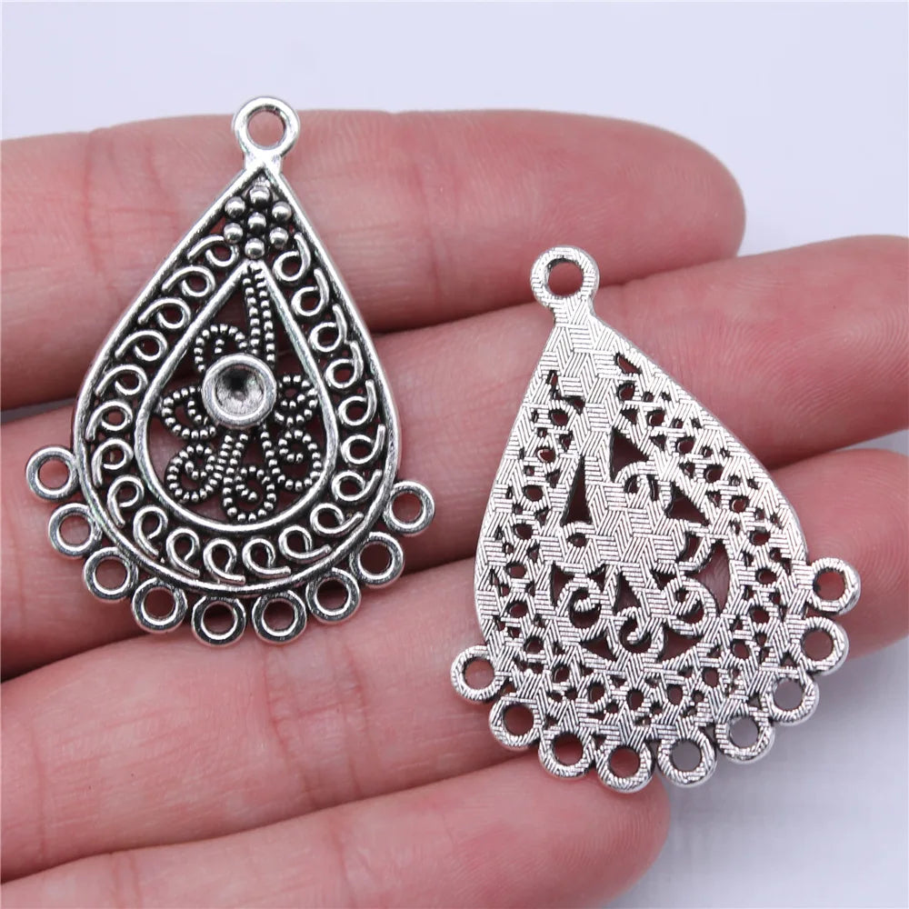 42x31mm 4.4g Multicolor Zinc Alloy Teardrop Earring Connector Charm for DIY Earrings Jewelry Making