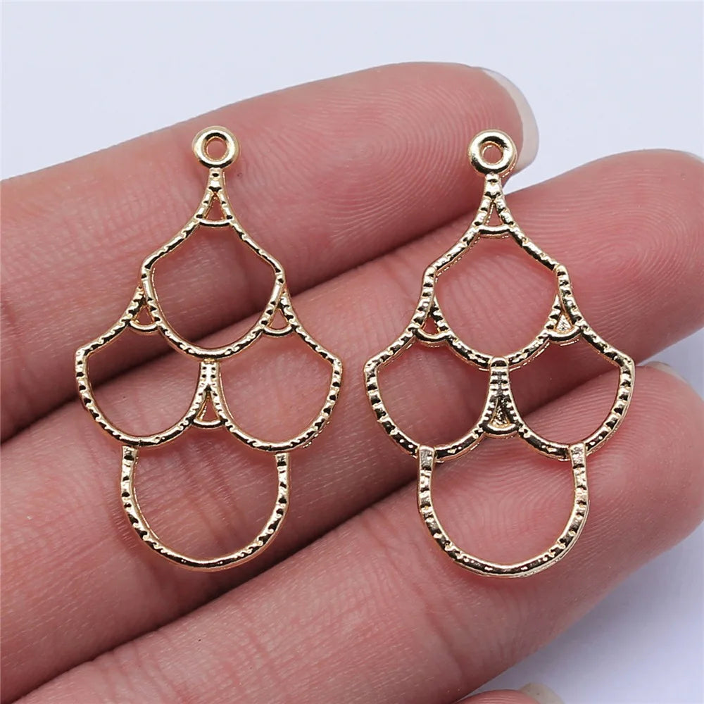 34x21mm 0.95g KC Gold Zinc Alloy Geometric Charm Pendant for DIY Necklace Bracelet Jewelry Making