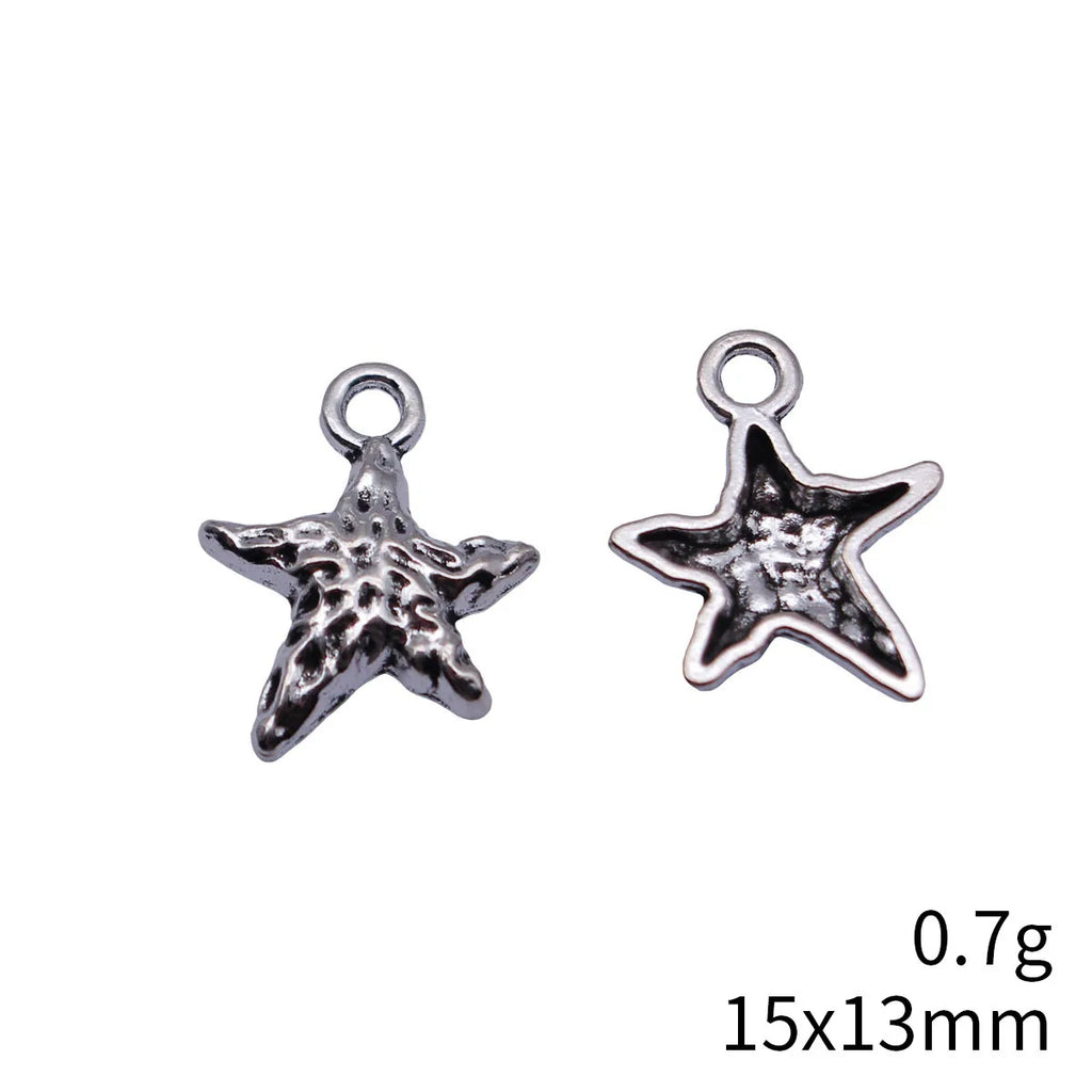 15x13mm 0.7g Antique Silver Zinc Alloy Hammered Starfish Charm Pendant for Necklace Jewelry Making