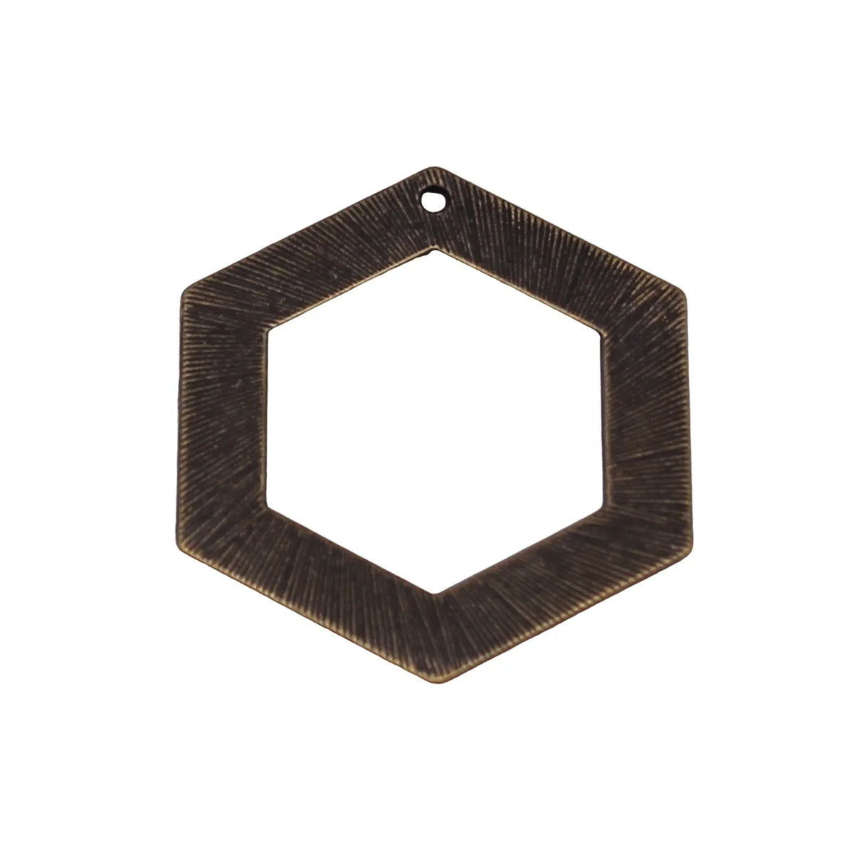30x27mm 1.9g Antique Bronze Zinc Alloy Textured Hollow Hexagon Frame Charm Pendant for DIY Jewelry