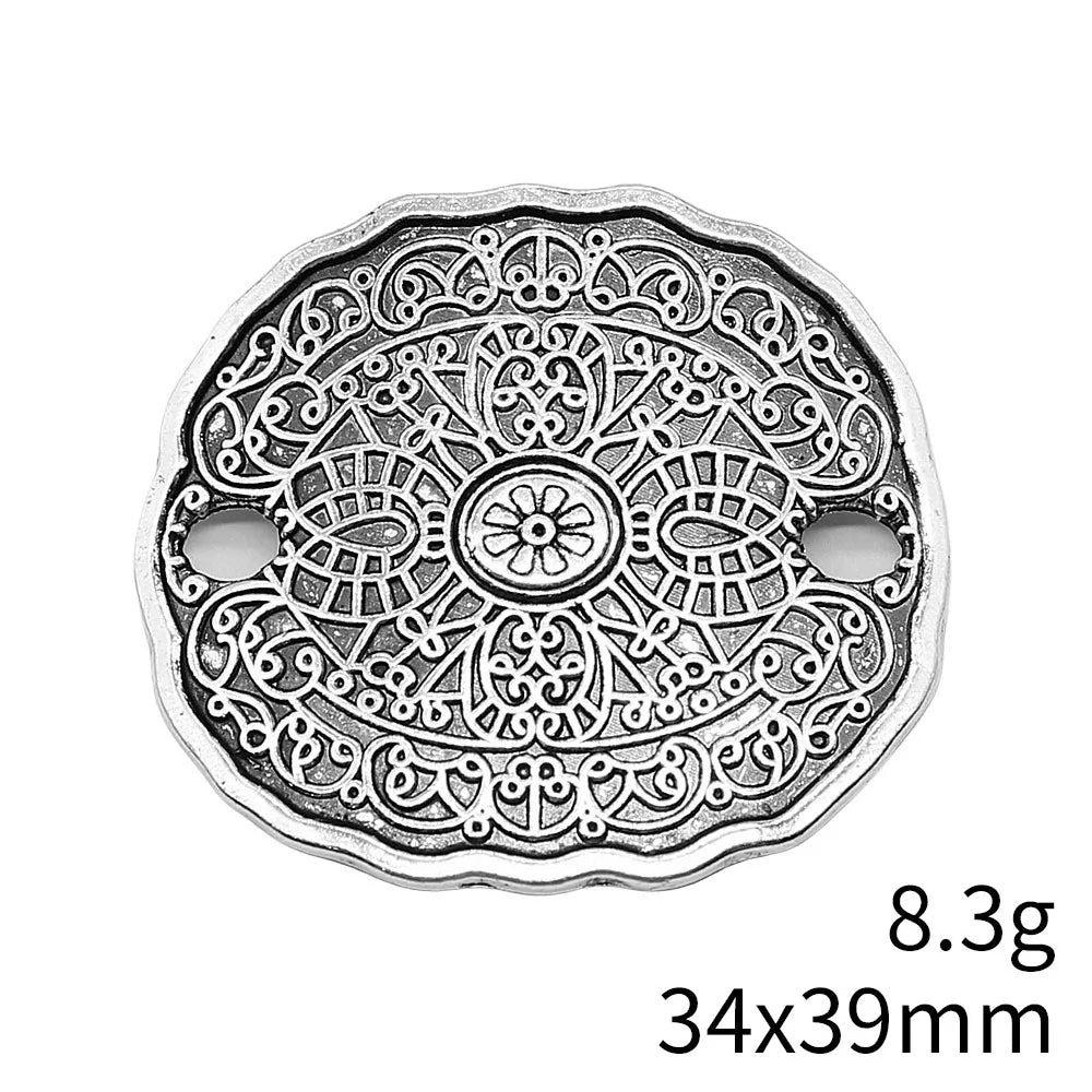 34x39mm 8.3g Multicolor Zinc Alloy Carved Pattern Connector Charm for Bracelet Jewelry Making