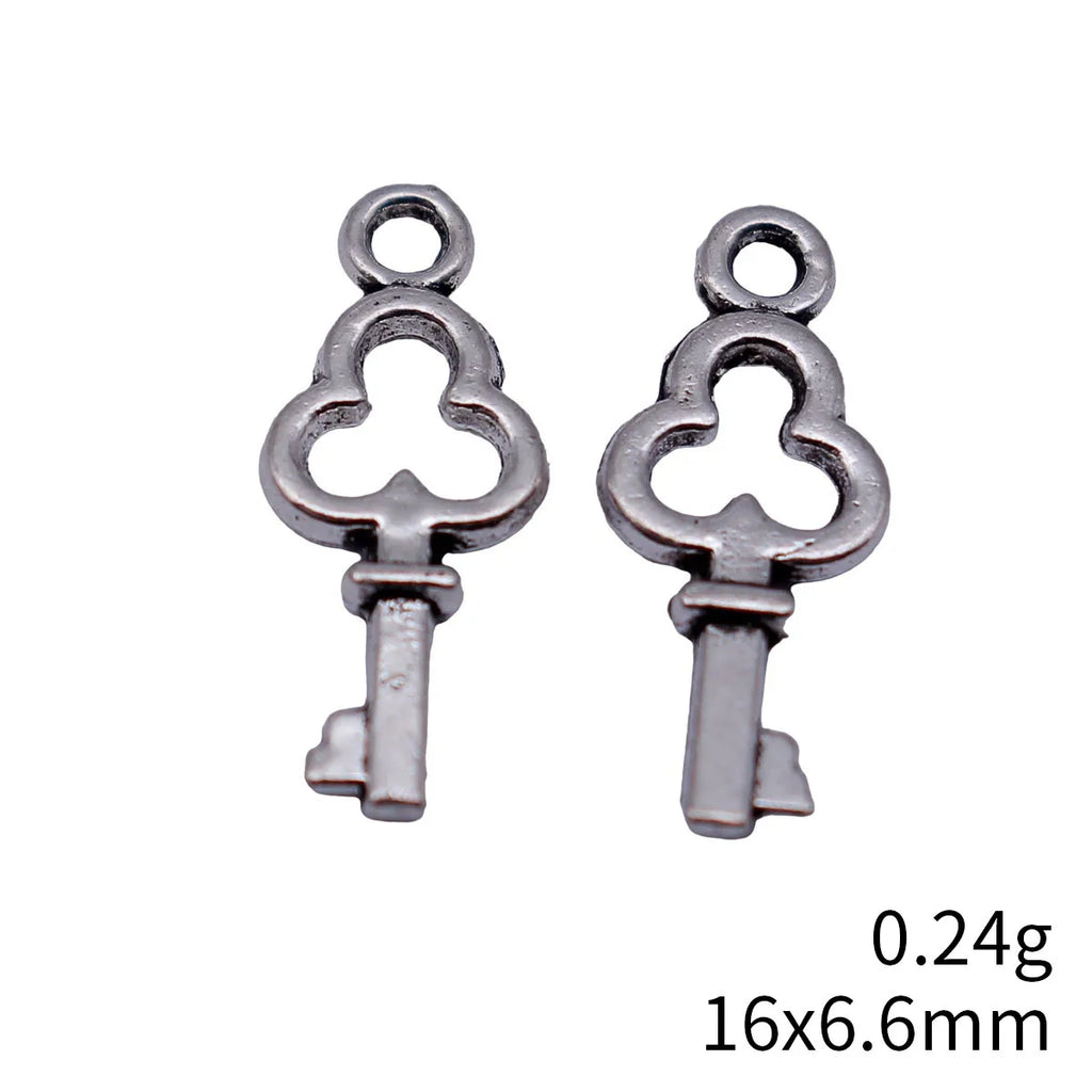 16x6.6mm 0.24g Multicolor Zinc Alloy Small Key Charm Pendant for DIY Bracelet Necklace Jewelry Making