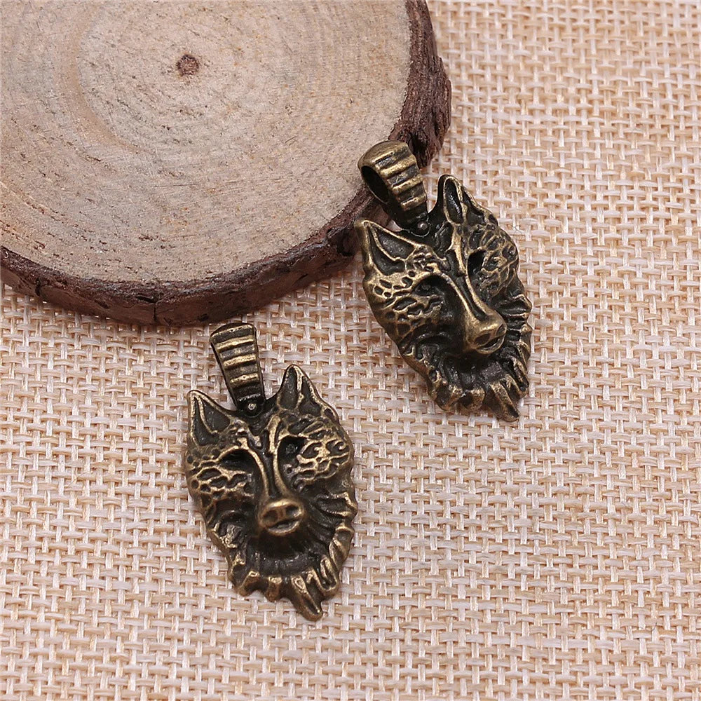 32x17mm 3.3g Multicolor Zinc Alloy Wolf Head Charm Pendant for DIY Necklace Bracelet Making