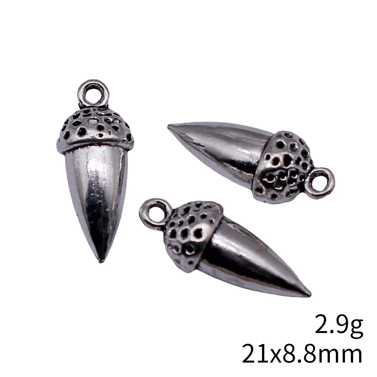 21x8.8mm 2.9g Antique Silver Zinc Alloy 3D Acorn Charm Pendant for DIY Necklace Bracelet Jewelry Making