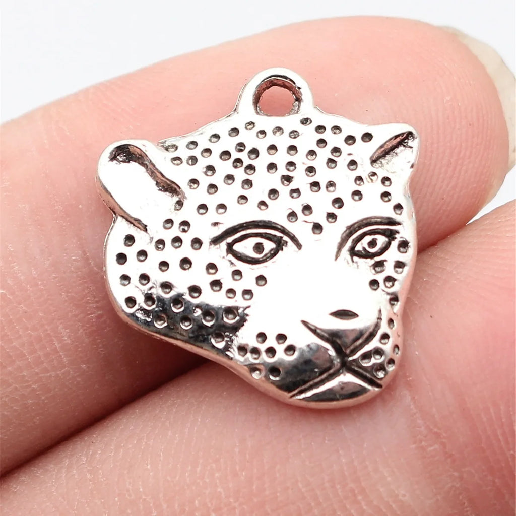 20x18mm 2g Antique Silver Zinc Alloy Leopard Head Charm Pendant for DIY Necklace Bracelet Making