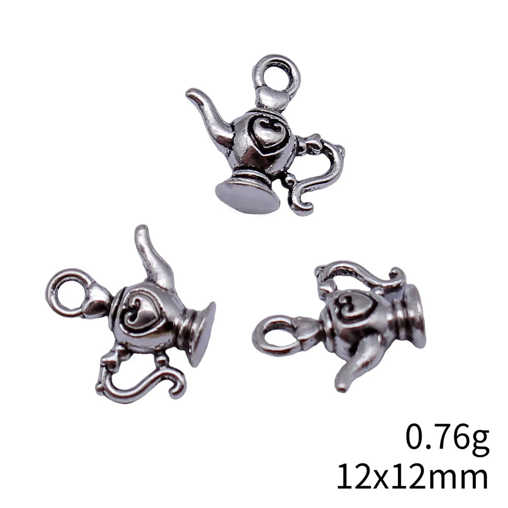 12x12mm 0.76g Antique Silver Zinc Alloy Heart Teapot charm pendant for DIY bracelet necklace jewelry