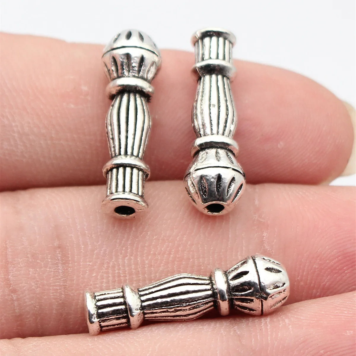 23x7.1x7.1mm 2.3g Antique Silver Zinc Alloy Imam Prayer Rosary Loose Metal Beads for DIY Mala Bracelet Making