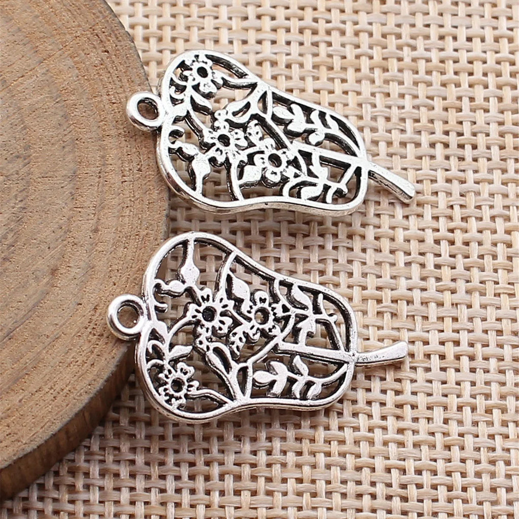 29x17mm 1.6g Antique Silver Zinc Alloy Plantain Fan Charm Pendant for DIY Necklace Jewelry Making