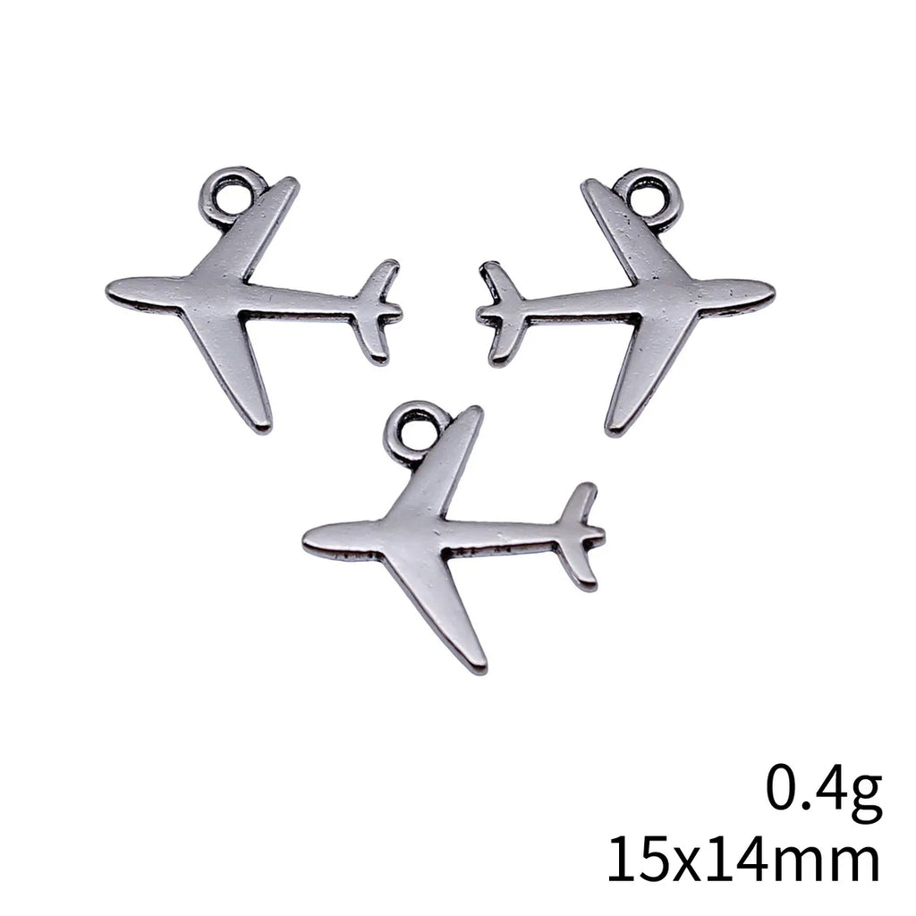 15x14mm 0.4g Antique Silver Zinc Alloy Airplane Charm Pendant for DIY Necklace and Bracelet Making