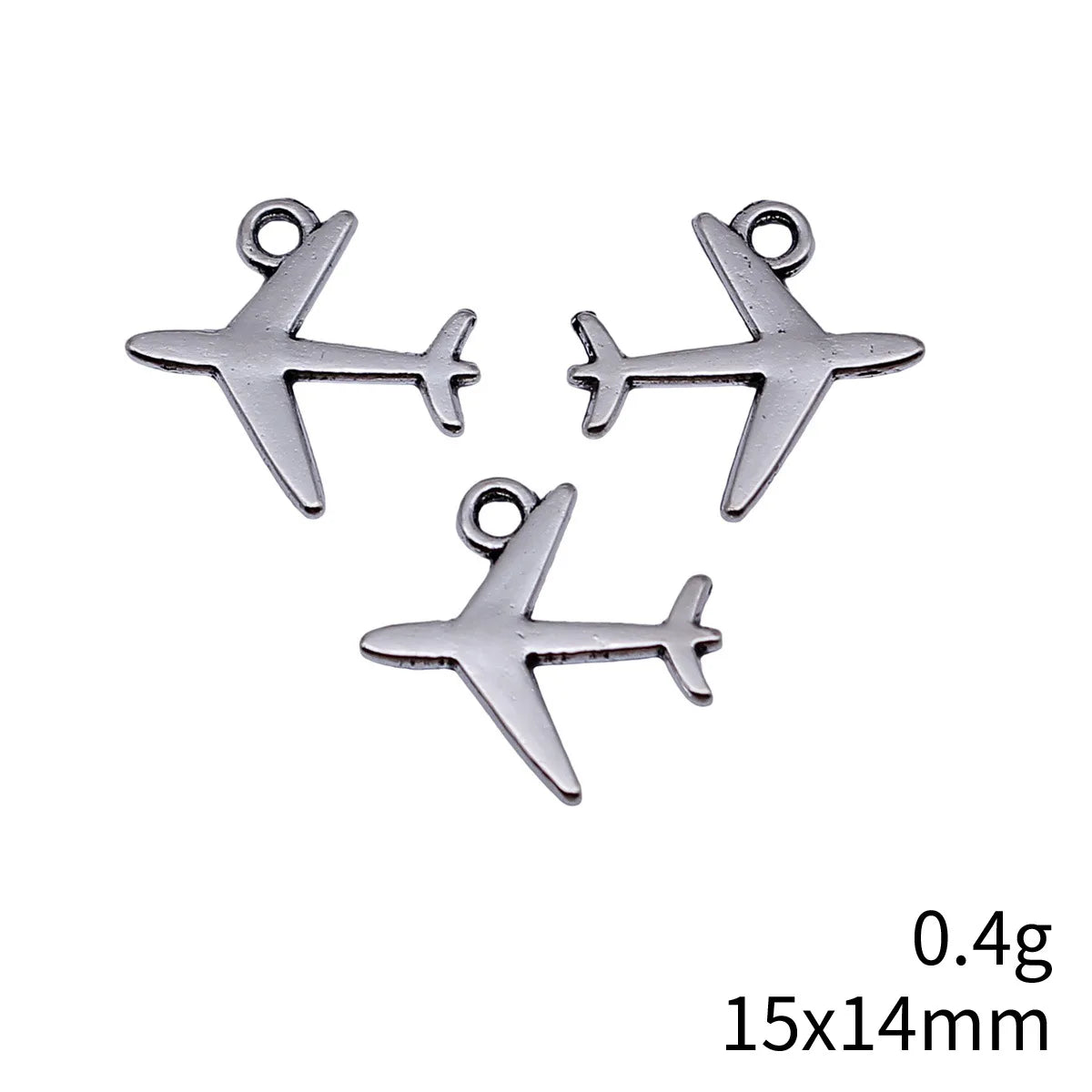 15x14mm 0.4g Antique Silver Zinc Alloy Airplane Charm Pendant for DIY Necklace and Bracelet Making