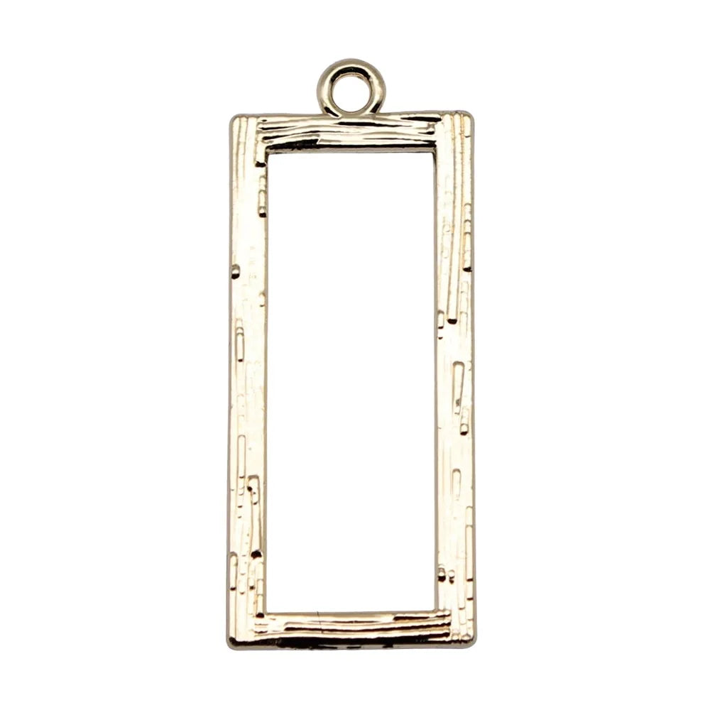 14x34mm 1.1g Electrophoretic KC Gold Zinc Alloy Rectangle Charm Pendant for DIY Jewelry Making