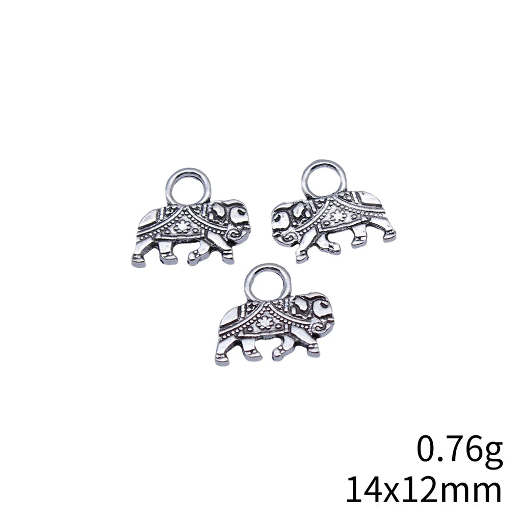 14x12mm 0.76g Antique Silver Zinc Alloy Double Sided Elephant Charm Pendant for DIY Jewelry Making