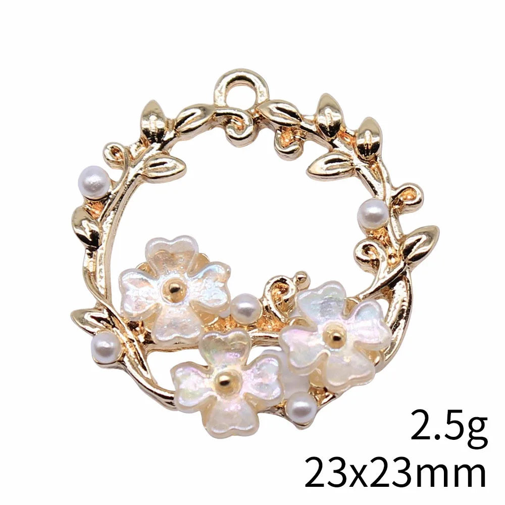 23x23mm 2.5g KC Gold Zinc Alloy Wreath Charm Pendant for DIY Necklace Bracelet Jewelry Making