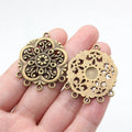39x32mm 8.8g Antique Bronze Zinc Alloy Flower Earring Connector Charm for DIY Earrings Jewelry