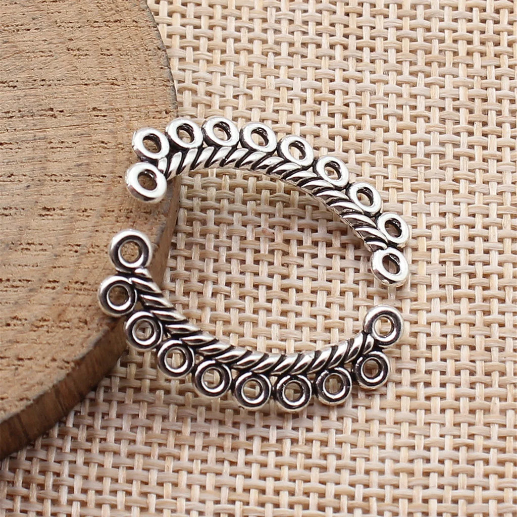 29x14mm 1.1g Antique Silver Zinc Alloy Multi Hole Earring Connector Charm for DIY Earrings