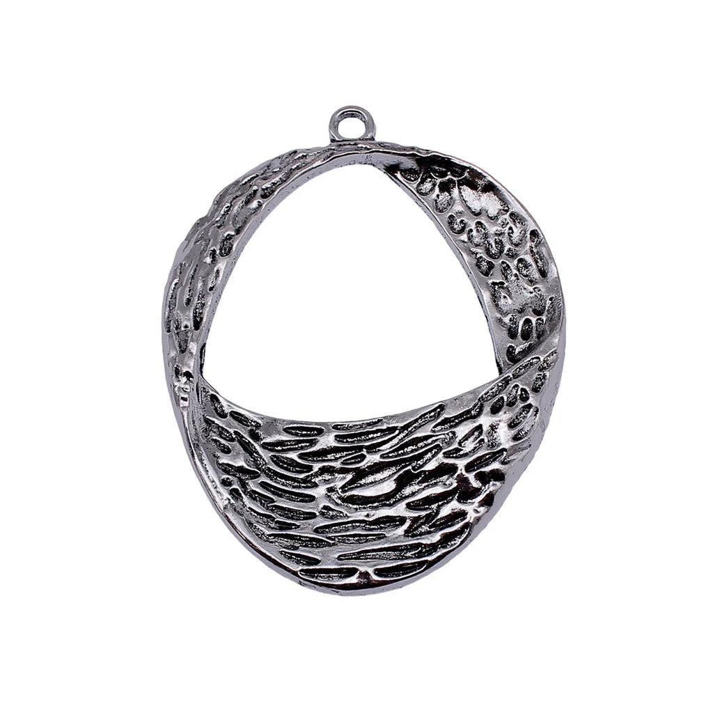 75x57mm 22.5g Antique Silver Zinc Alloy Irregular Geometric Textured Charm Pendant for DIY Necklace