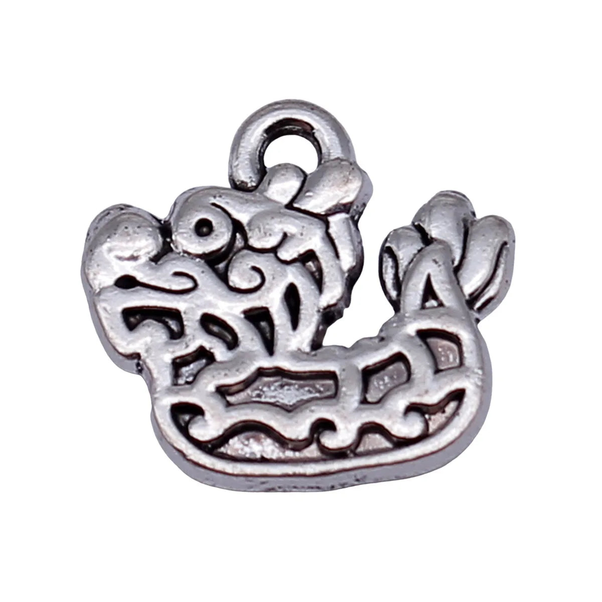 15x14mm 1.6g Antique Silver Zinc Alloy Dragon Boat Charm Pendant for DIY Necklace Bracelet Making