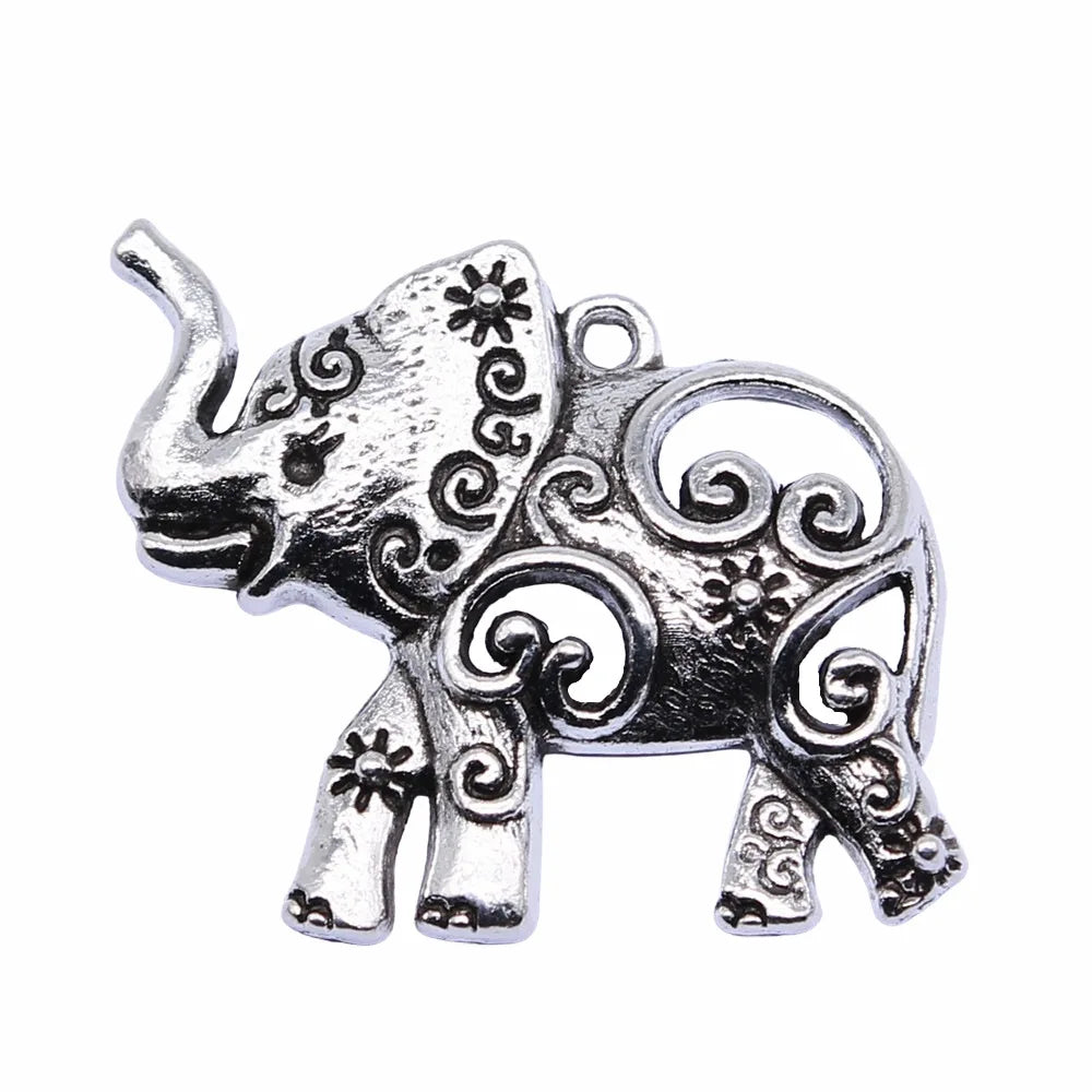 34x31mm 8g Antique Silver Zinc Alloy Elephant Charm Pendant for DIY Necklace Bracelet Jewelry