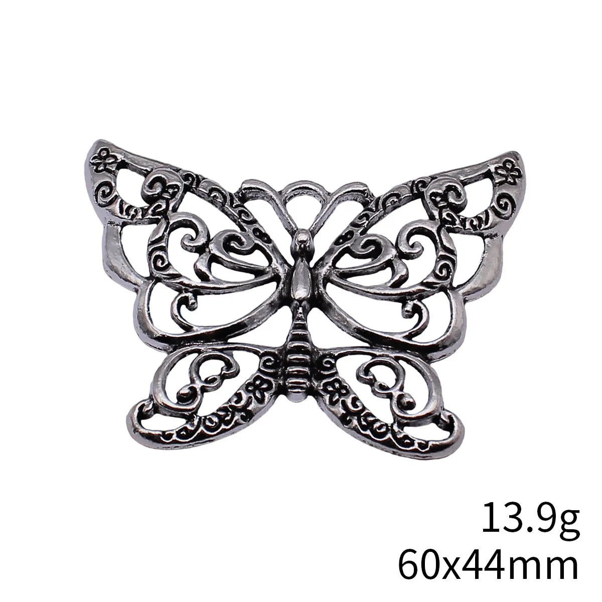 60x44mm 13.9g Antique Silver Zinc Alloy Hollow Butterfly Charm Pendant for DIY Necklace Jewelry