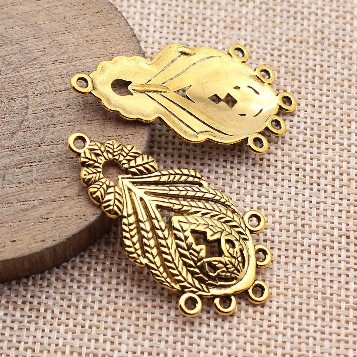 44x24mm 3.2g Multicolor Zinc Alloy Peacock Feather Earring Connector Charm for DIY Earrings Making