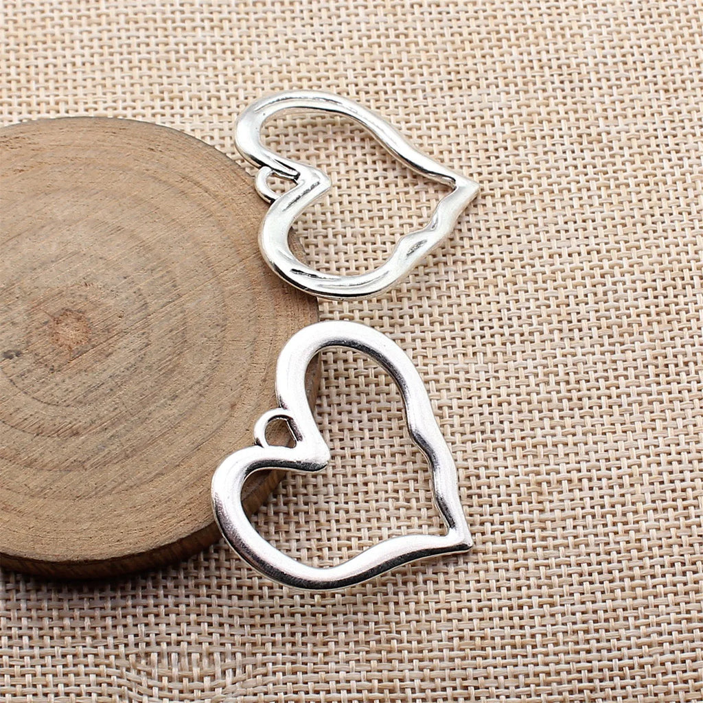 36x35mm 4.6g Antique Silver Zinc Alloy Hollow Heart Charm Pendant for DIY Necklace Bracelet Jewelry Making