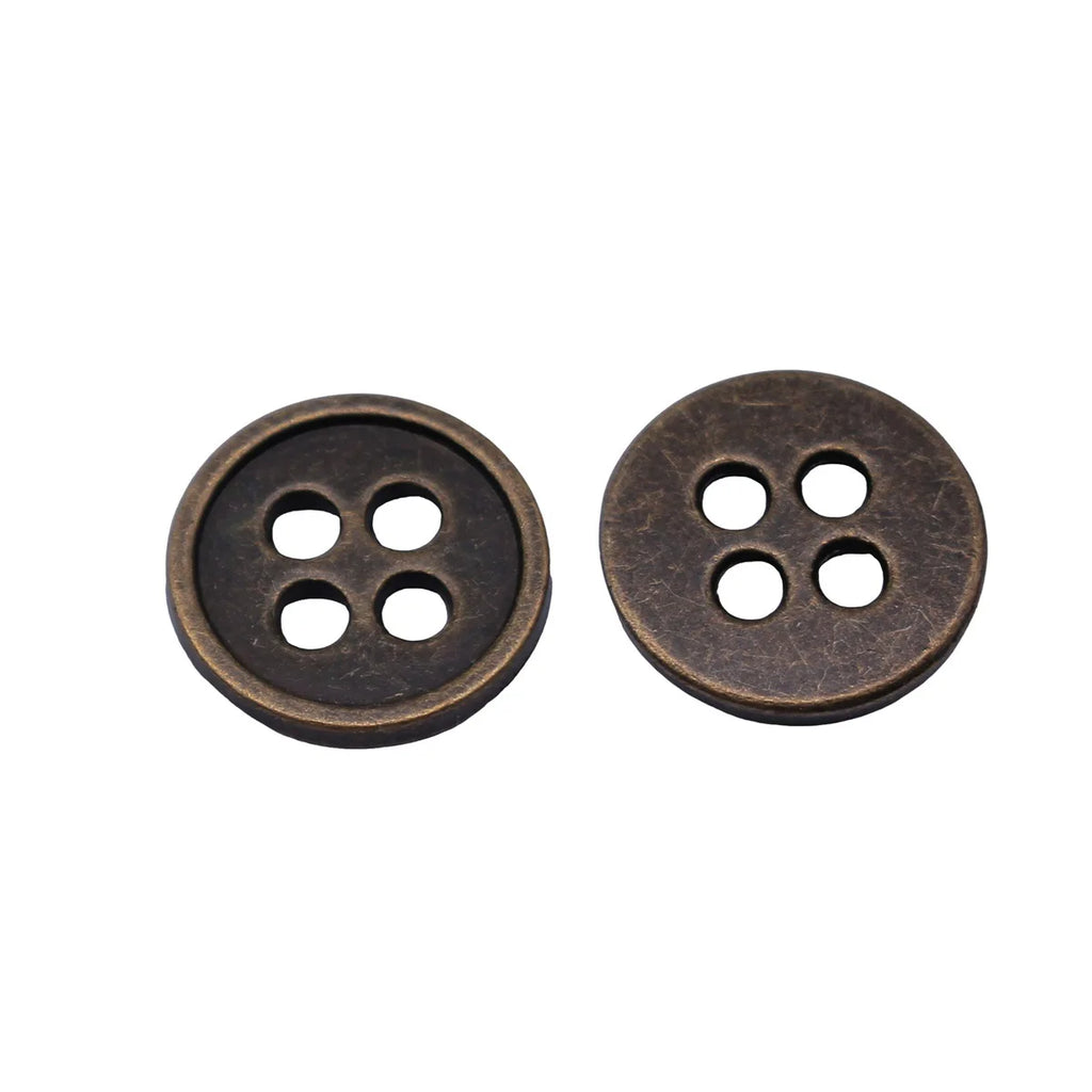13x13mm 0.92g Antique Bronze Zinc Alloy Round Button Jewelry Findings for DIY Bracelet and Necklace Decor