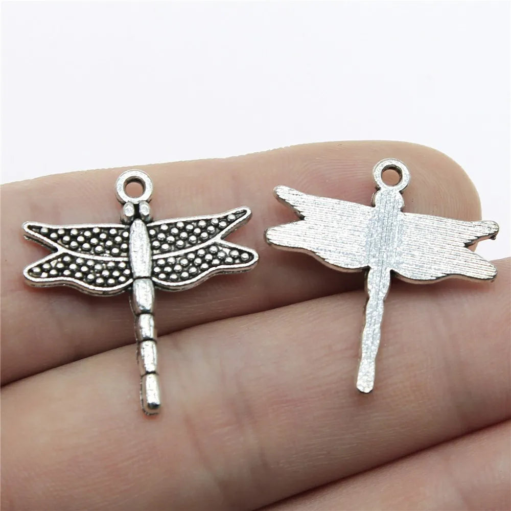 25x24mm 1.8g Antique Silver Zinc Alloy Dragonfly Charm Pendant for Necklace Bracelet DIY Jewelry
