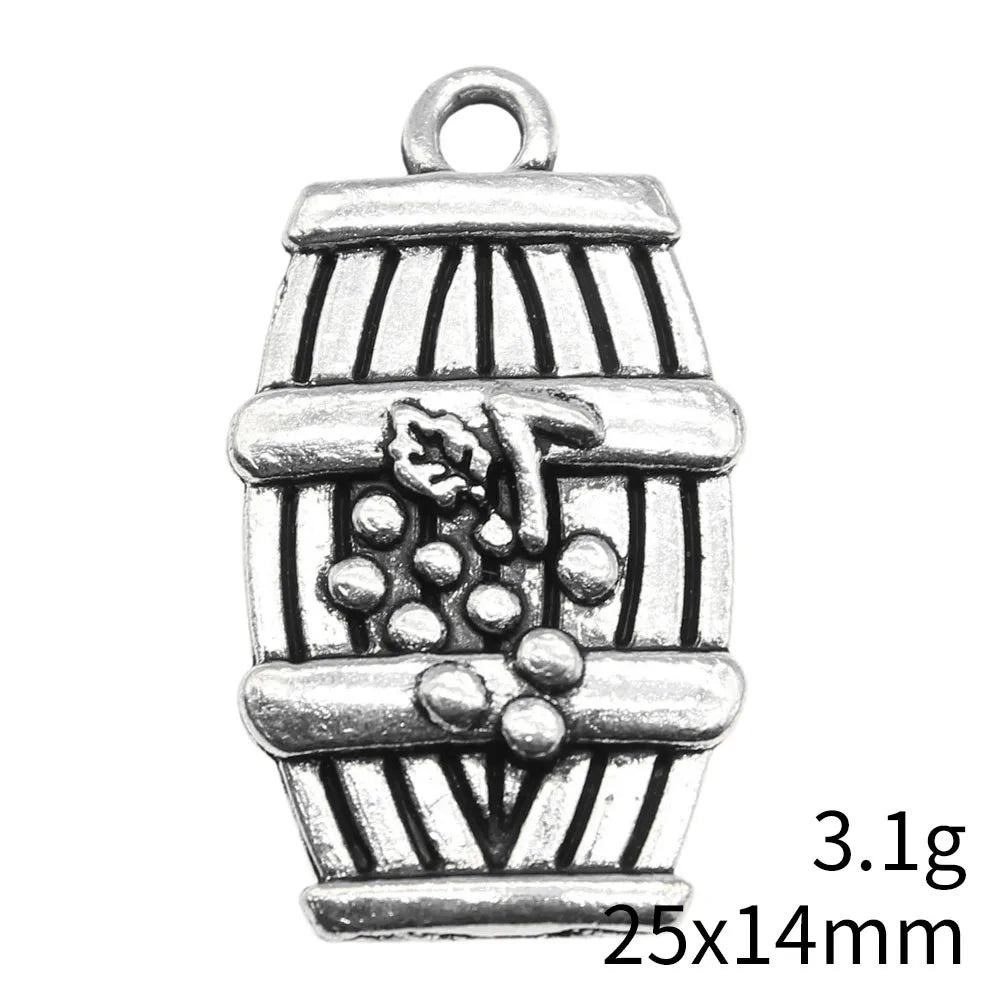 25x14mm 3.1g Antique Silver Zinc Alloy Wine Barrel Charm Pendant for DIY Bracelet Necklace Making