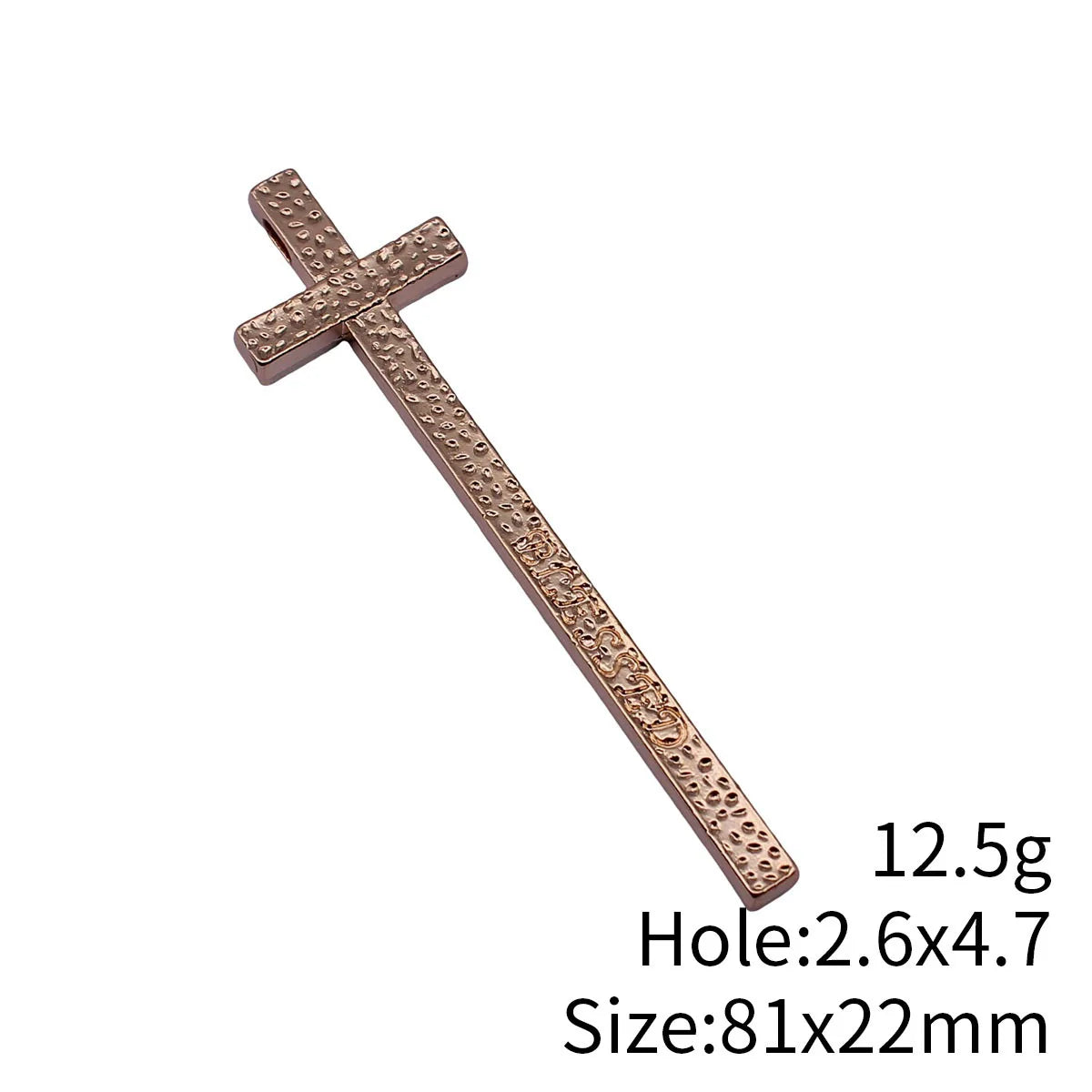 81x22mm 12.5g Multicolor Zinc Alloy BLESSED Hammered Cross Charm Pendant for DIY Necklace Making