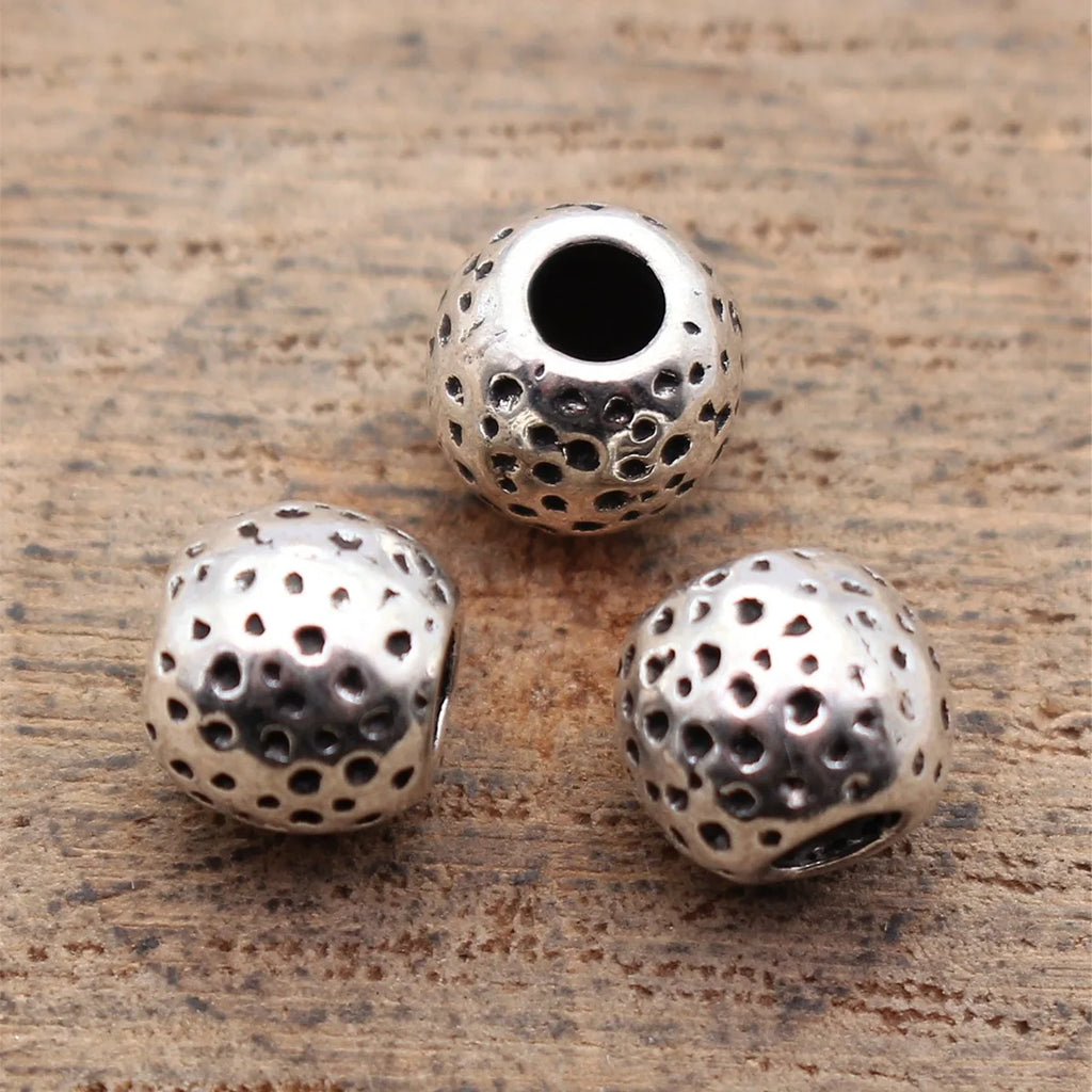 6.9x6.9x6mm 0.88g Antique Silver Zinc Alloy Textured Concave Dot Spacer Beads for Bracelet Jewelry Making