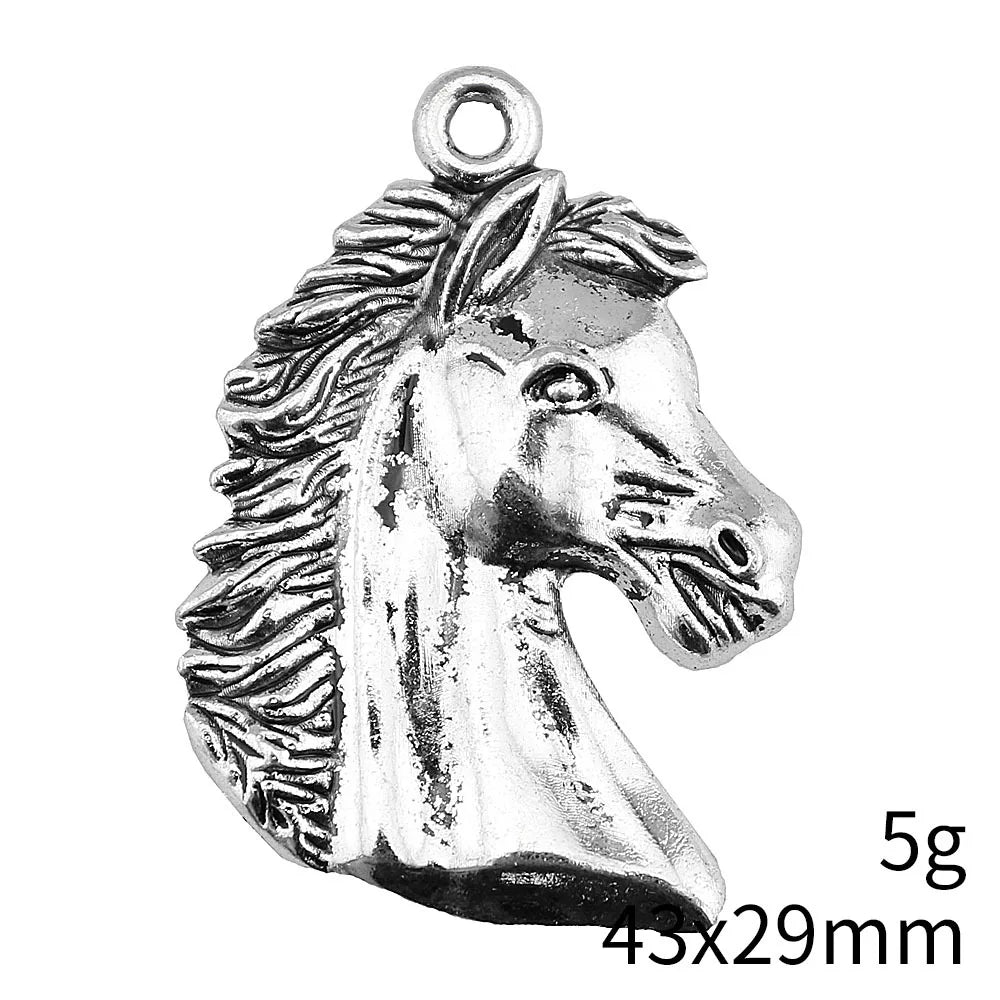 43x29mm 5g Multicolor Zinc Alloy Horse Head Charm Pendant for DIY Necklace Bracelet Jewelry