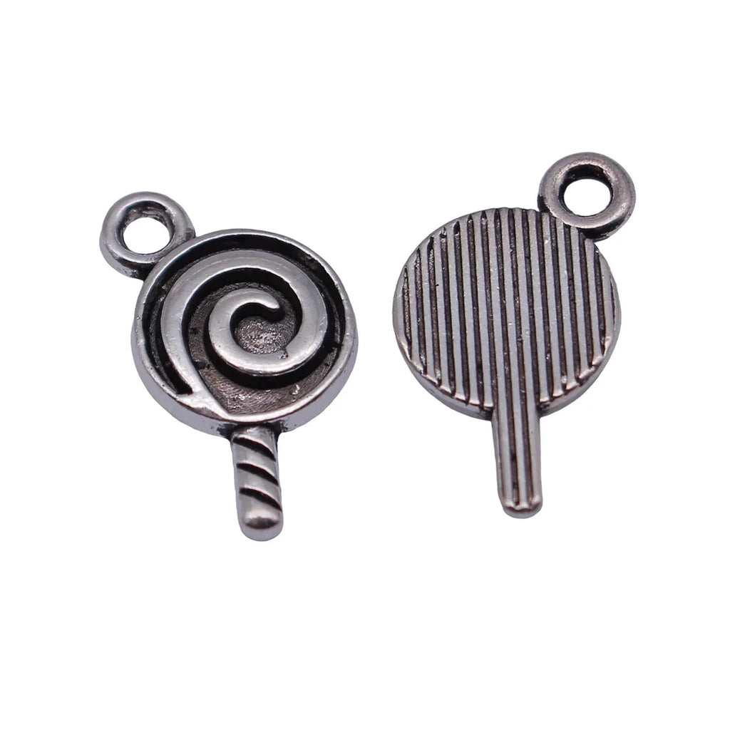 18x9.9mm 0.88g Antique Silver Zinc Alloy Lollipop Charm Pendant for DIY Necklace Bracelet Making