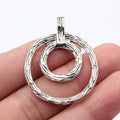 43x35mm 6.5g Antique Silver Zinc Alloy Double Round Ring Vine Pattern Geometric Hollow Pendant for DIY Jewelry