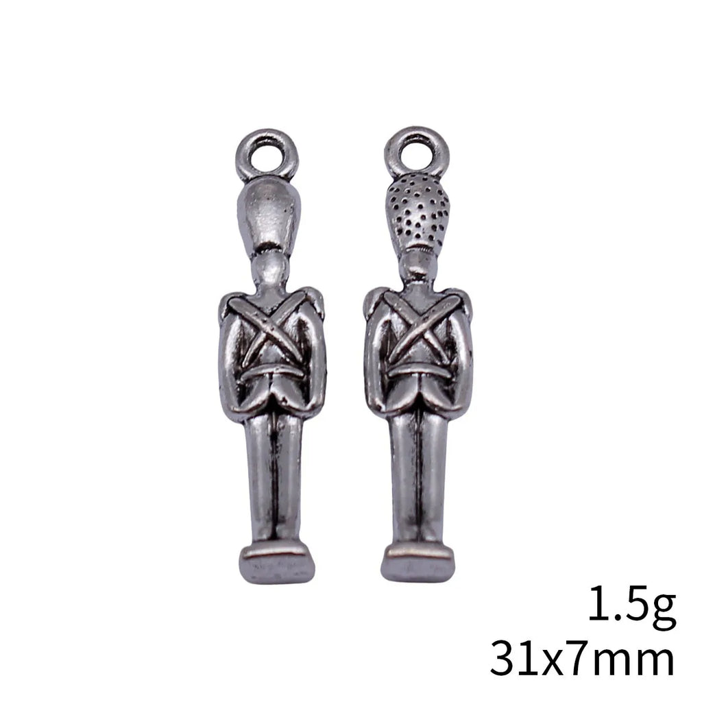 31x7mm 1.5g Antique Silver Zinc Alloy Tall Hat Soldier Guard Charm Pendant for DIY Jewelry Making