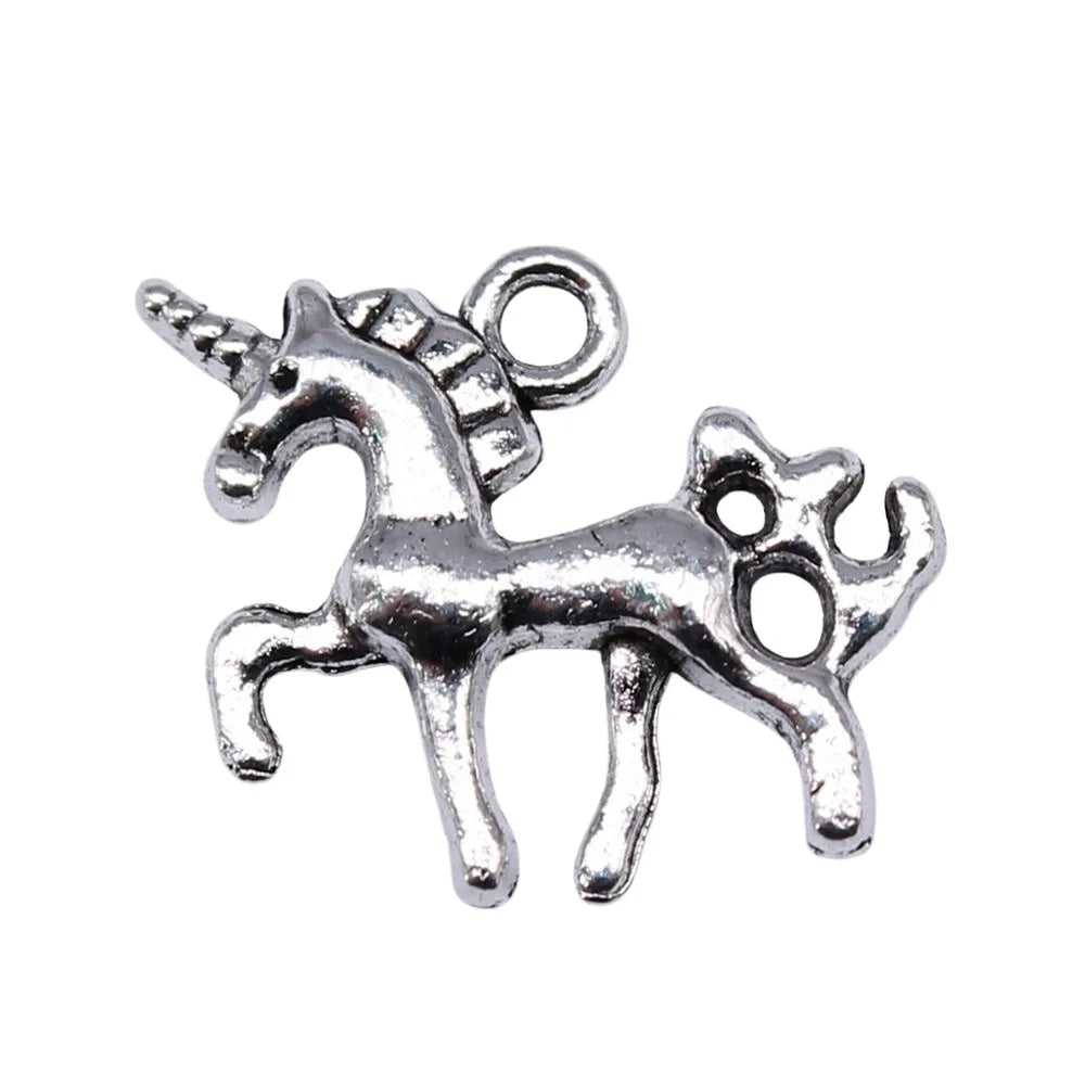 19x14mm 1.1g Antique Silver Zinc Alloy Unicorn Charm Pendant for DIY Necklace Bracelet Jewelry Making