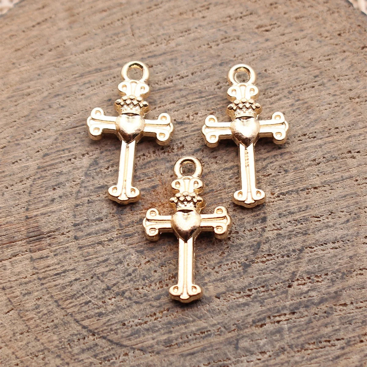 17x9.8mm 0.63g Multicolor Zinc Alloy Heart Cross Charm Pendant for DIY Necklace Bracelet Making