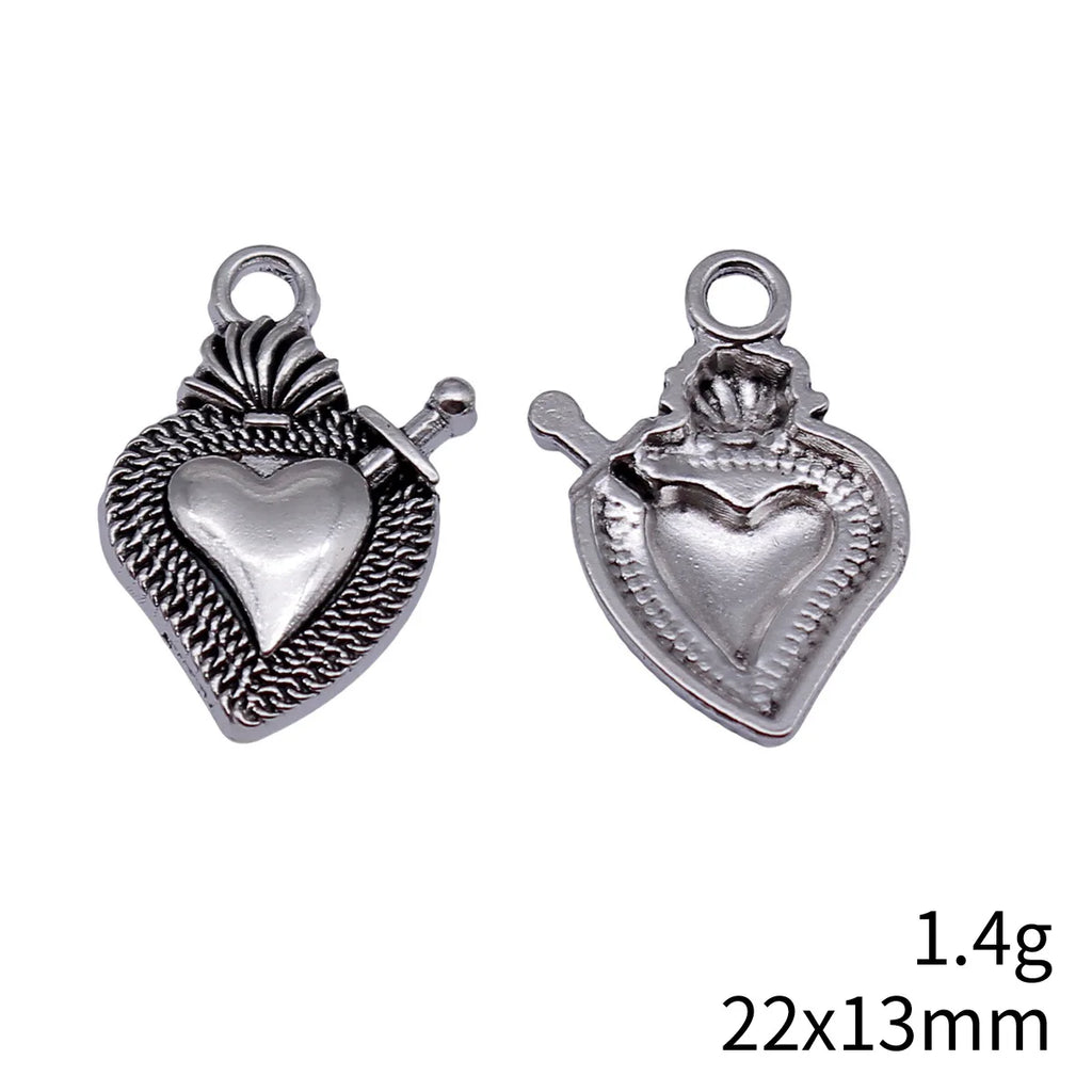 22x13mm 1.4g Antique Silver Zinc Alloy Gothic Heart Charm Pendant for DIY Necklace Bracelet Making